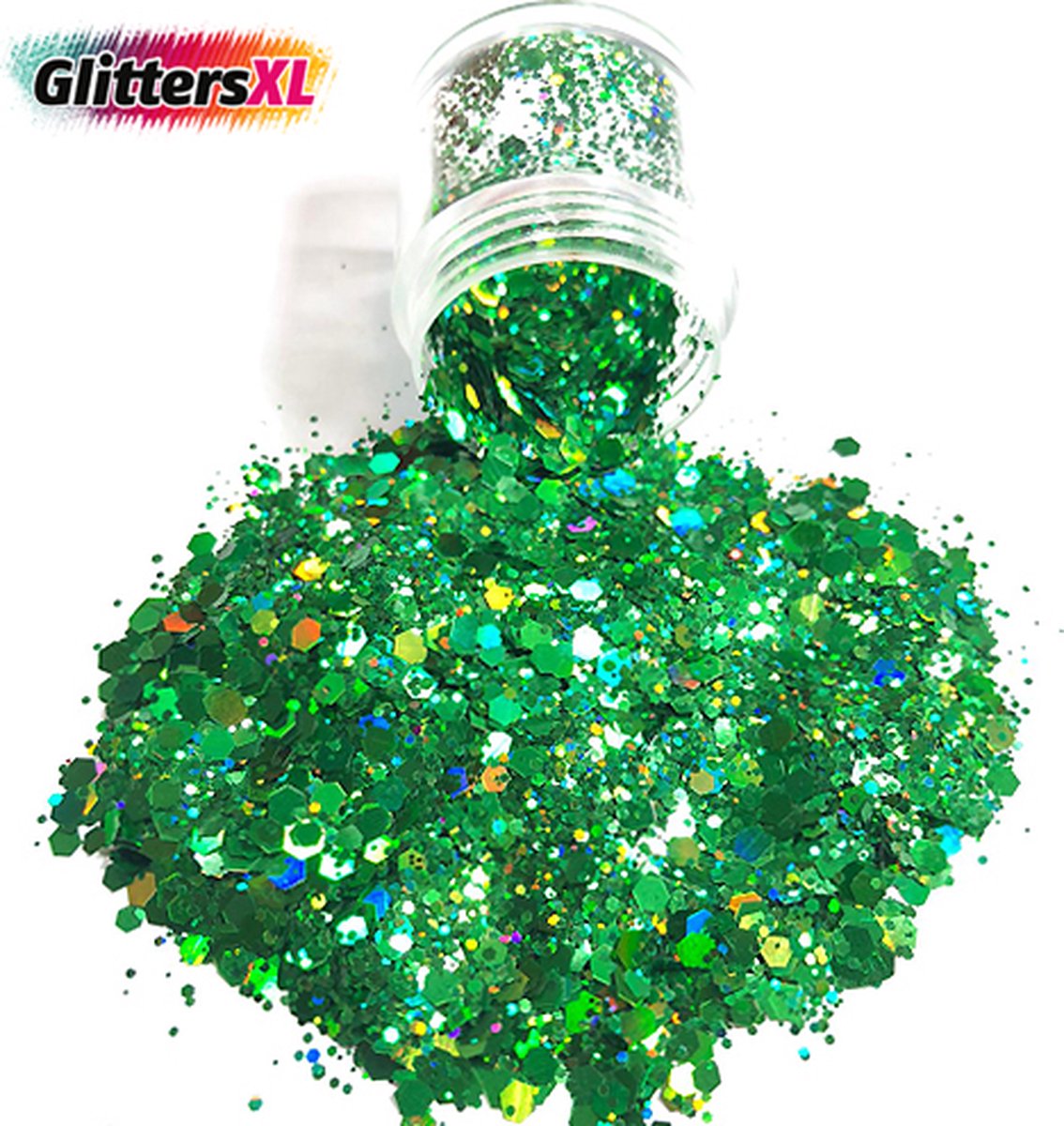 GlittersXL - Chunky Glitters (Groen) (Volume 8g) [Festival Makeup Gezicht Lichaam - Face Body Glitter - Biologisch afbreekbaar - Versiering Dames Volwassen Kinderen]